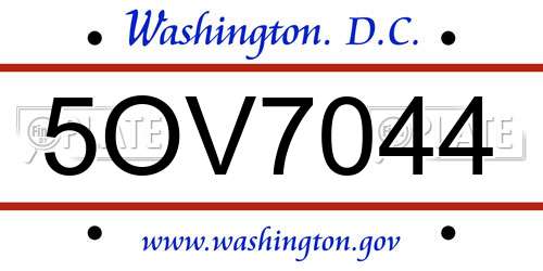5OV7044 District Of Columbia License Plate