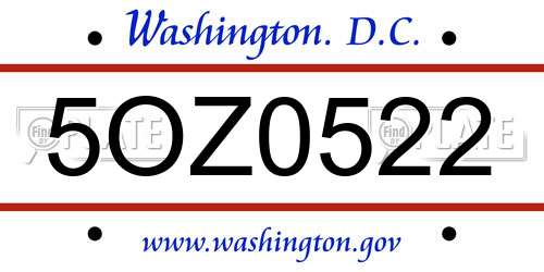 5OZ0522 District Of Columbia License Plate
