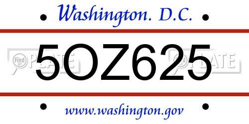 5OZ625 District Of Columbia License Plate