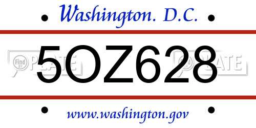 5OZ628 District Of Columbia License Plate