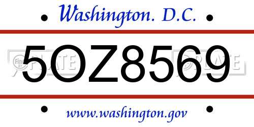 5OZ8569 District Of Columbia License Plate