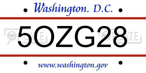 5OZG28 District Of Columbia License Plate