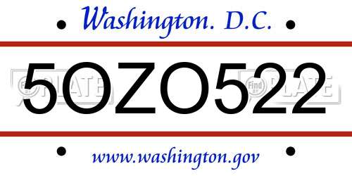 5OZO522 District Of Columbia License Plate