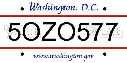 5OZO577 District Of Columbia License Plate