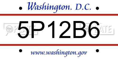 5P12B6 District Of Columbia License Plate