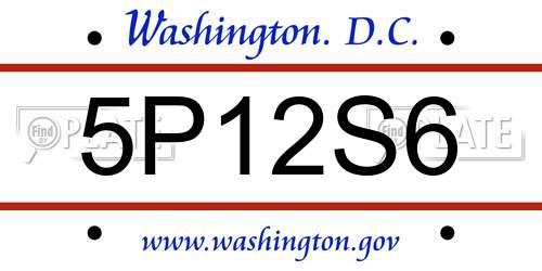 5P12S6 District Of Columbia License Plate