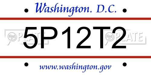 5P12T2 District Of Columbia License Plate