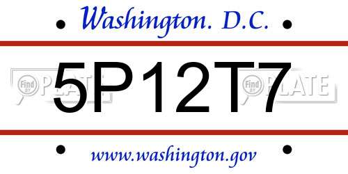 5P12T7 District Of Columbia License Plate