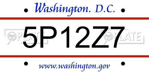 5P12Z7 District Of Columbia License Plate