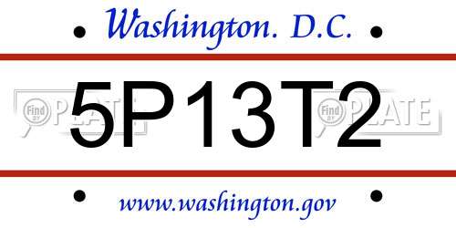 5P13T2 District Of Columbia License Plate