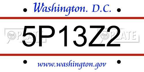5P13Z2 District Of Columbia License Plate