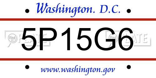 5P15G6 District Of Columbia License Plate