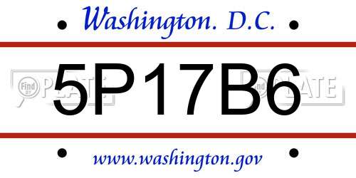 5P17B6 District Of Columbia License Plate