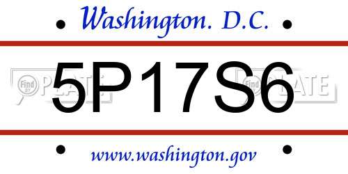 5P17S6 District Of Columbia License Plate