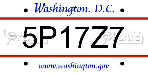 5P17Z7 District Of Columbia License Plate