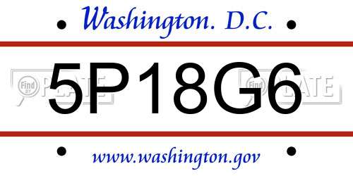 5P18G6 District Of Columbia License Plate