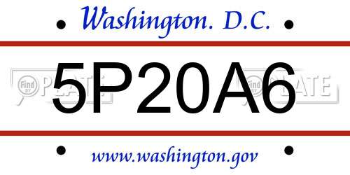 5P20A6 District Of Columbia License Plate