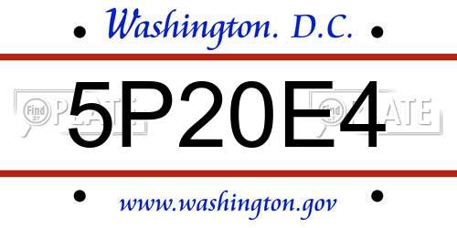 5P20E4 District Of Columbia License Plate