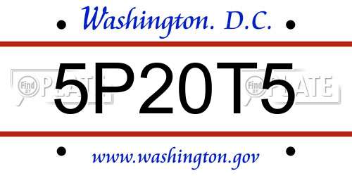 5P20T5 District Of Columbia License Plate