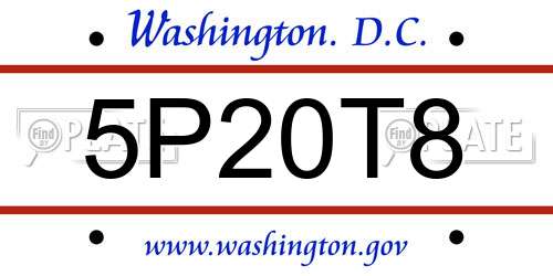 5P20T8 District Of Columbia License Plate