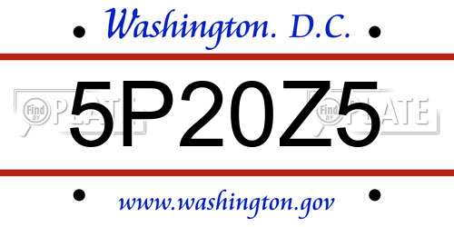 5P20Z5 District Of Columbia License Plate