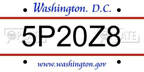 5P20Z8 District Of Columbia License Plate