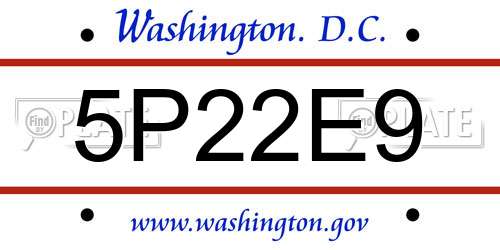 5P22E9 District Of Columbia License Plate