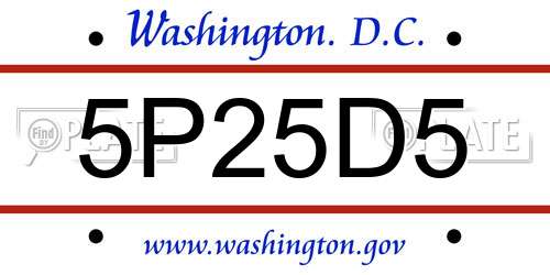 5P25D5 District Of Columbia License Plate