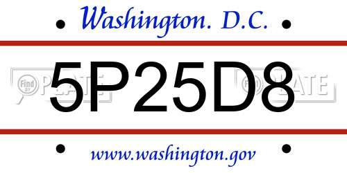 5P25D8 District Of Columbia License Plate