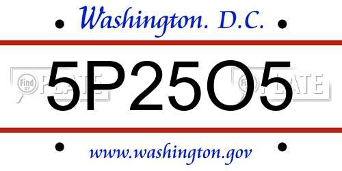 5P25O5 District Of Columbia License Plate