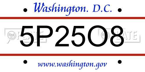5P25O8 District Of Columbia License Plate