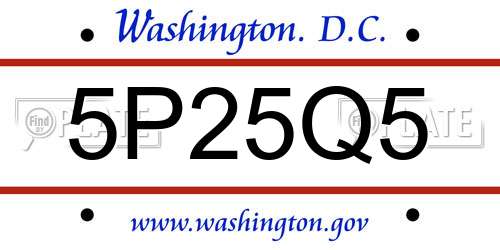 5P25Q5 District Of Columbia License Plate