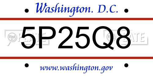 5P25Q8 District Of Columbia License Plate