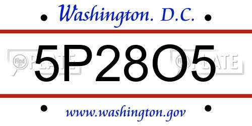 5P28O5 District Of Columbia License Plate