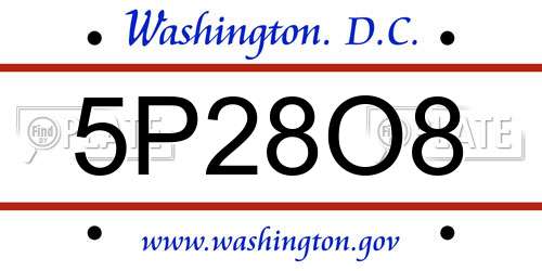 5P28O8 District Of Columbia License Plate