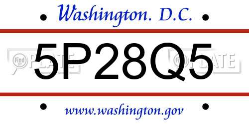 5P28Q5 District Of Columbia License Plate