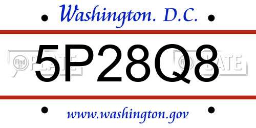 5P28Q8 District Of Columbia License Plate