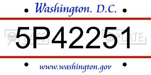 5P42251 District Of Columbia License Plate