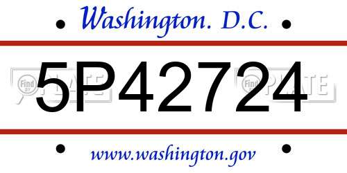 5P42724 District Of Columbia License Plate
