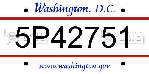 5P42751 District Of Columbia License Plate
