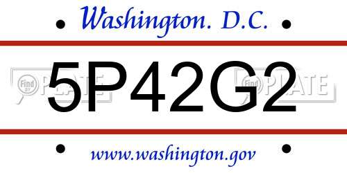 5P42G2 District Of Columbia License Plate