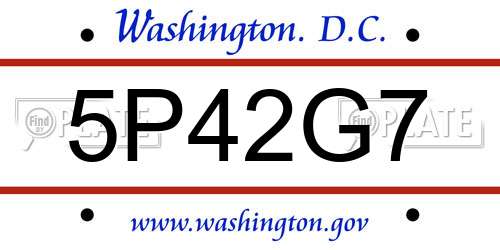 5P42G7 District Of Columbia License Plate