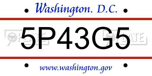 5P43G5 District Of Columbia License Plate