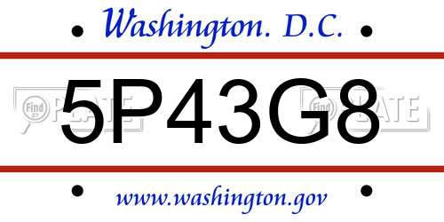 5P43G8 District Of Columbia License Plate