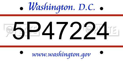 5P47224 District Of Columbia License Plate