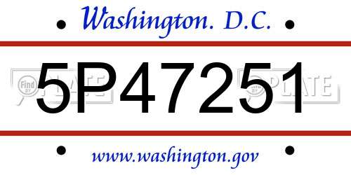 5P47251 District Of Columbia License Plate