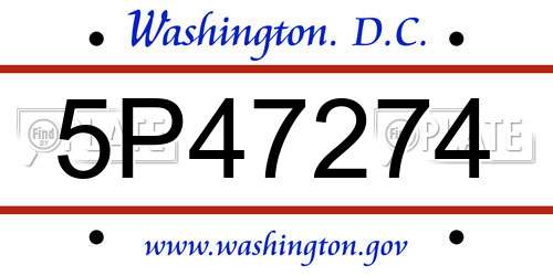 5P47274 District Of Columbia License Plate