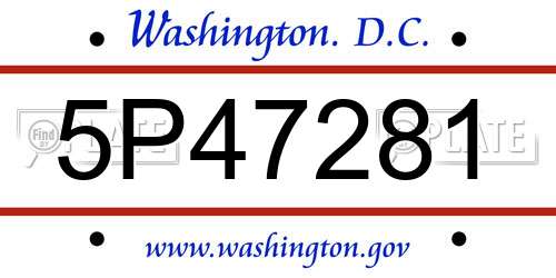 5P47281 District Of Columbia License Plate