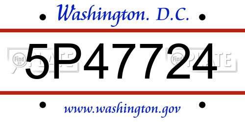 5P47724 District Of Columbia License Plate