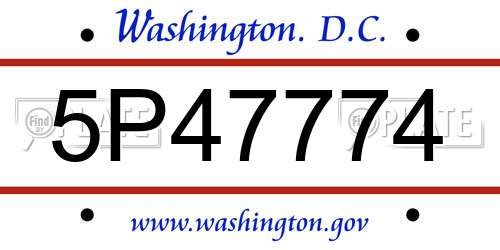 5P47774 District Of Columbia License Plate